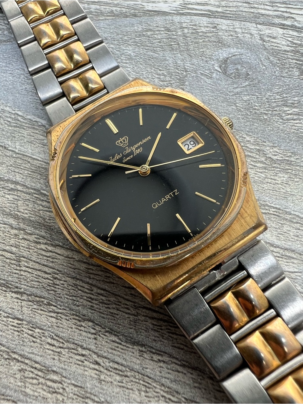 Jules Jurgensen Two-Tone Black Dial Men's Quartz Watch with Date